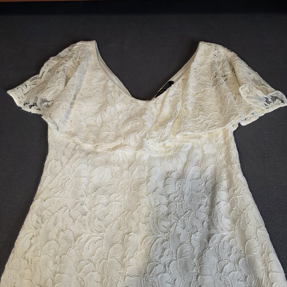 Lauren Ralph Lauren White Lace Dress Short Sz 8 Lined Chic Cocktail Prom Preppy - Picture 7 of 13